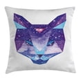 thumbnail image 1 of Space Cat Throw Pillow Cushion Cover, Kitty Head in Geometrical Lines with Star Cluster Cosmology Image, Decorative Square Accent Pillow Case, 18 X 18 Inches, White Sky Blue and Purple, by Ambesonne, 1 of 2