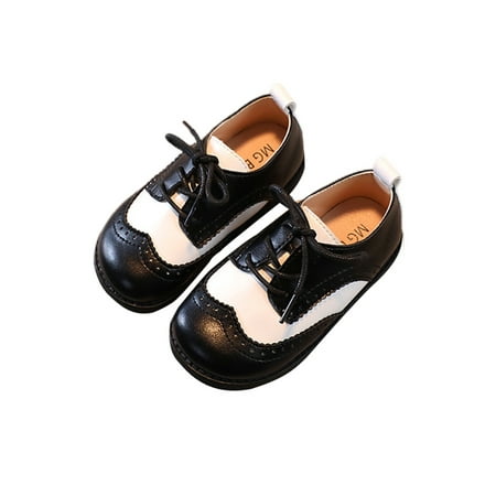 

Rockomi Boy s Comfort Leather Shoe Wedding Round Toe Flats Boys Uniform Casual Oxford Dress Shoes