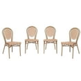 thumbnail image 2 of Emma + Oliver Set of Four Indoor/Outdoor Stacking Thonet Bistro Style Chairs with Natural & White PE Rattan Seat and Lt Nat Bamboo Metal Frame, 2 of 15