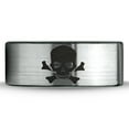 thumbnail image 2 of Tungsten Skull and Crossbones Bones Band Ring 8mm Men Women Comfort Fit Brushed Gray Flat Cut Black Polished, 2 of 4