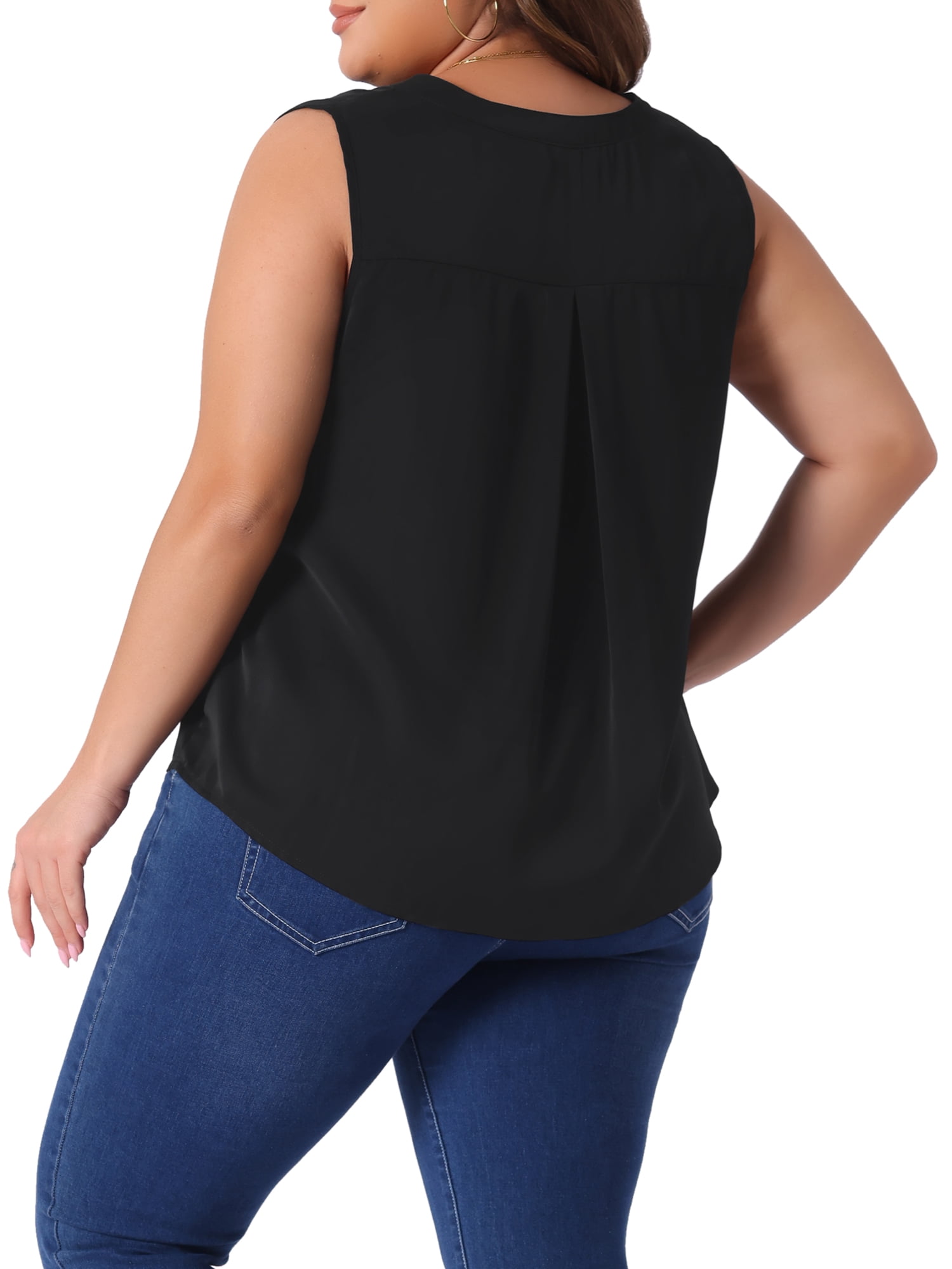 DARING DIVA Women's Plus Tank Tops V Neck Blouses Basic Tank 1X Black