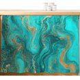 Abstract Blue Fluid Cabinet Curtain, Vintage Gold Green Marble Texture ...
