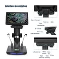 thumbnail image 3 of Microscopio digital USB de 48MP Luminosidad 1440P Velocidad de zoom ajustable 500X-1000X Compatible con tarjeta TF de 32G con pantalla IPS grande de 7 pulgadas con control remoto Compatible con sistem, 3 of 8