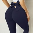 thumbnail image 3 of Workout Shorts for Women Fashion Running Leggings Pure Color Elastic Fitness Pant With Bowknot Yoga Pants, 3 of 8
