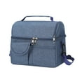 thumbnail image 2 of Insulated Lunch Bag | Leakproof Freezable Reusable Lunch Box for Office Work, Picnic, Beach | Spacious Compartments | Waterproof, Easy Clean, Adjustable Shoulder Strap | Gray/Blue/Pink |, 2 of 9