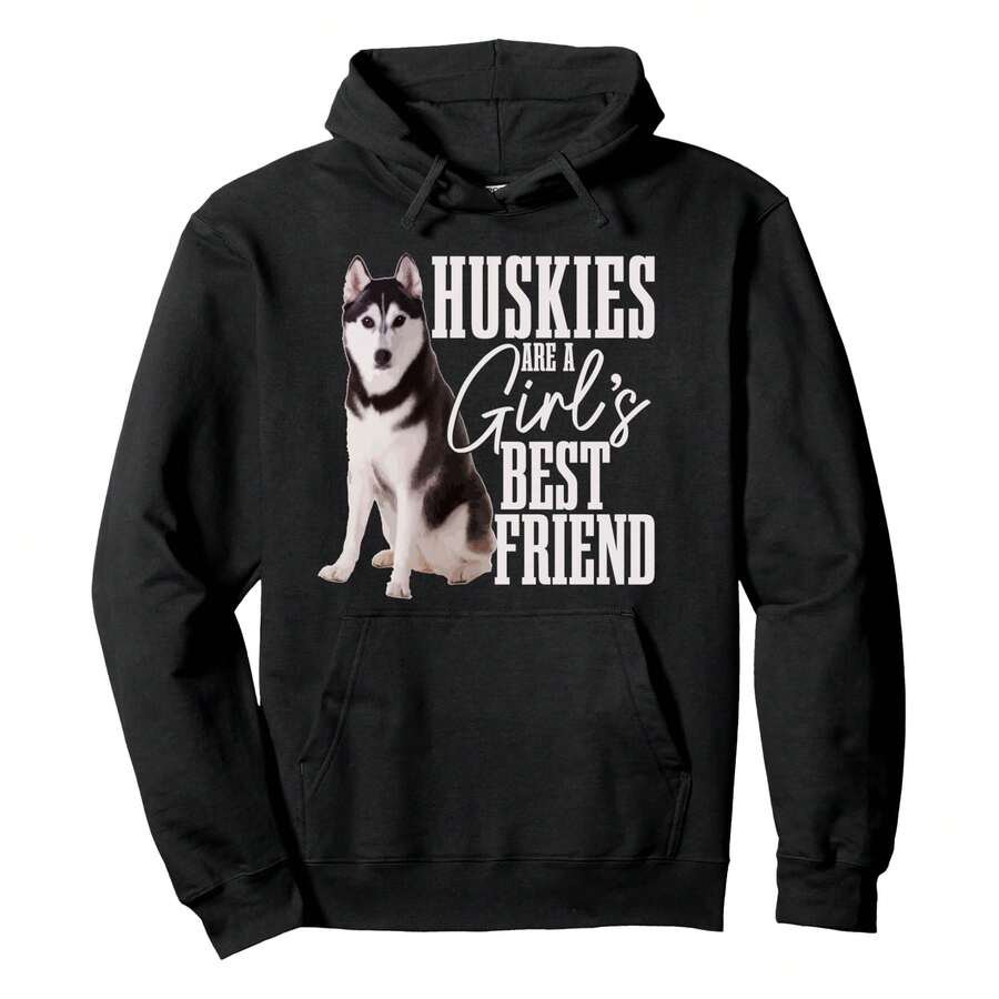 Husky Are Best Friend Funny Siberian Husky Mom Pullover Hoodie A Versatile Garment Essential For Both Active And Casual Lifestyles, The Men's Hooded Sweatshirt Combines Comfort And Functionality.