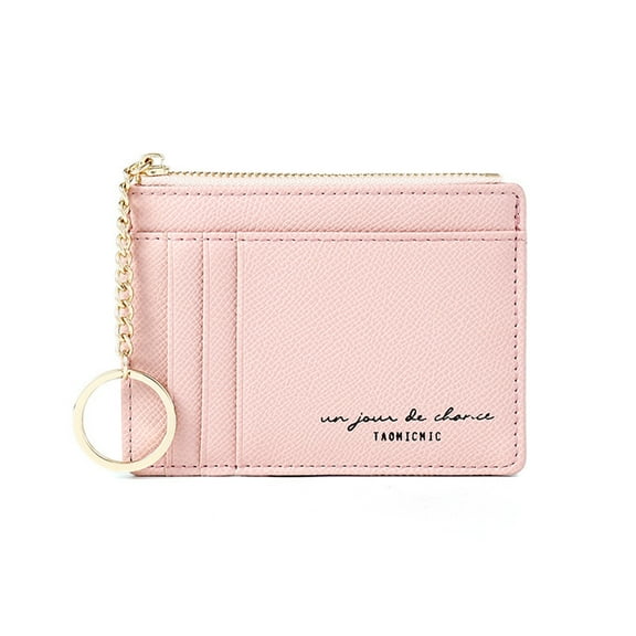 MUSOIE Slim Wallet Credit Card Holder Women Keychain Thin Pocket Zipper Wallet Travel Card Holder