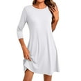 thumbnail image 2 of LISTHA Women's 3/4 Sleeve Dresses, Casual T-Shirt Dresses, Crew Neck Loose fit Swing Autumn Dresses, Tunic Dresses White S, 2 of 6