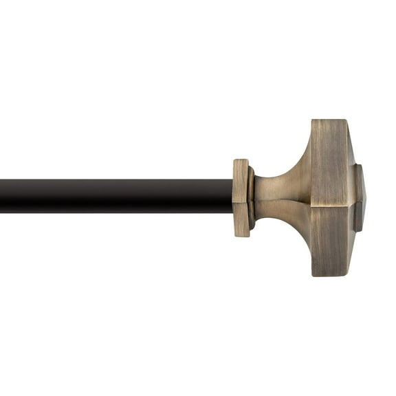 Deco Window 36 to 66 Inches Adjustable Curtain Rod for Windows with Hexagon Finials & Bracket Set (3/4'' Diameter, Antique Brass)