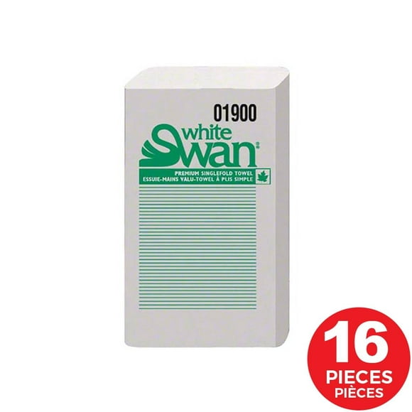 White Swan Serviette Simple Pli 9 x 10.7", 250 Feuilles, 16/Pack