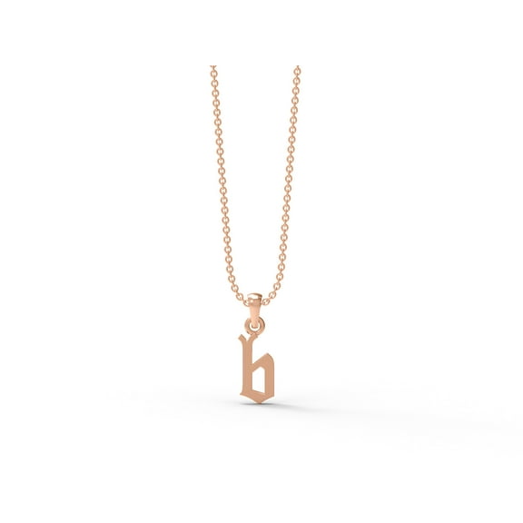 925 Sterling Silver Rose Vermeil Cursive Letter B Initial Chain Alphabet Women Valentines Day Gifts Necklace
