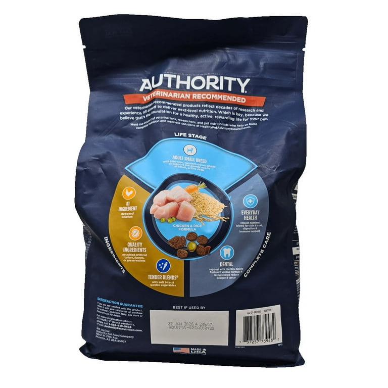 Authority Small Breed Adult Tender Blends Chicken and Rice Dry Dog Food 5 Pounds Walmart