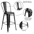 thumbnail image 2 of 30'' High Distressed Black Metal Indoor-Outdoor Barstool with Back, 2 of 9