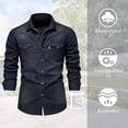 thumbnail image 4 of Camisas de algodón para hombre, camisa vaquera, camisa de manga larga, camisas de corte entallado para hombre, 4 of 5