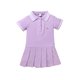 thumbnail image 1 of Vestido Acampanado Con Bordado De Pato Para NiñA, Vestido Plisado Con Cuello De Solapa Y Manga Corta Con Botones, 1 of 4