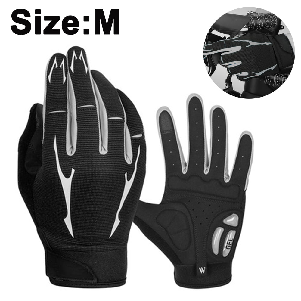 MOREOK Full Finger Winter Ski Thermal Reflective Stripe Cycling Gloves Touch Screen & Slicon Pading Motorcycle Bicycle Bike Sport Warm Gloves Outdoor Driving Men/Women 