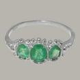 thumbnail image 5 of LBG British Made Spectacular 18k White Gold Natural Emerald Womens Statement Ring - 33 size options - Size 10.5, 5 of 6