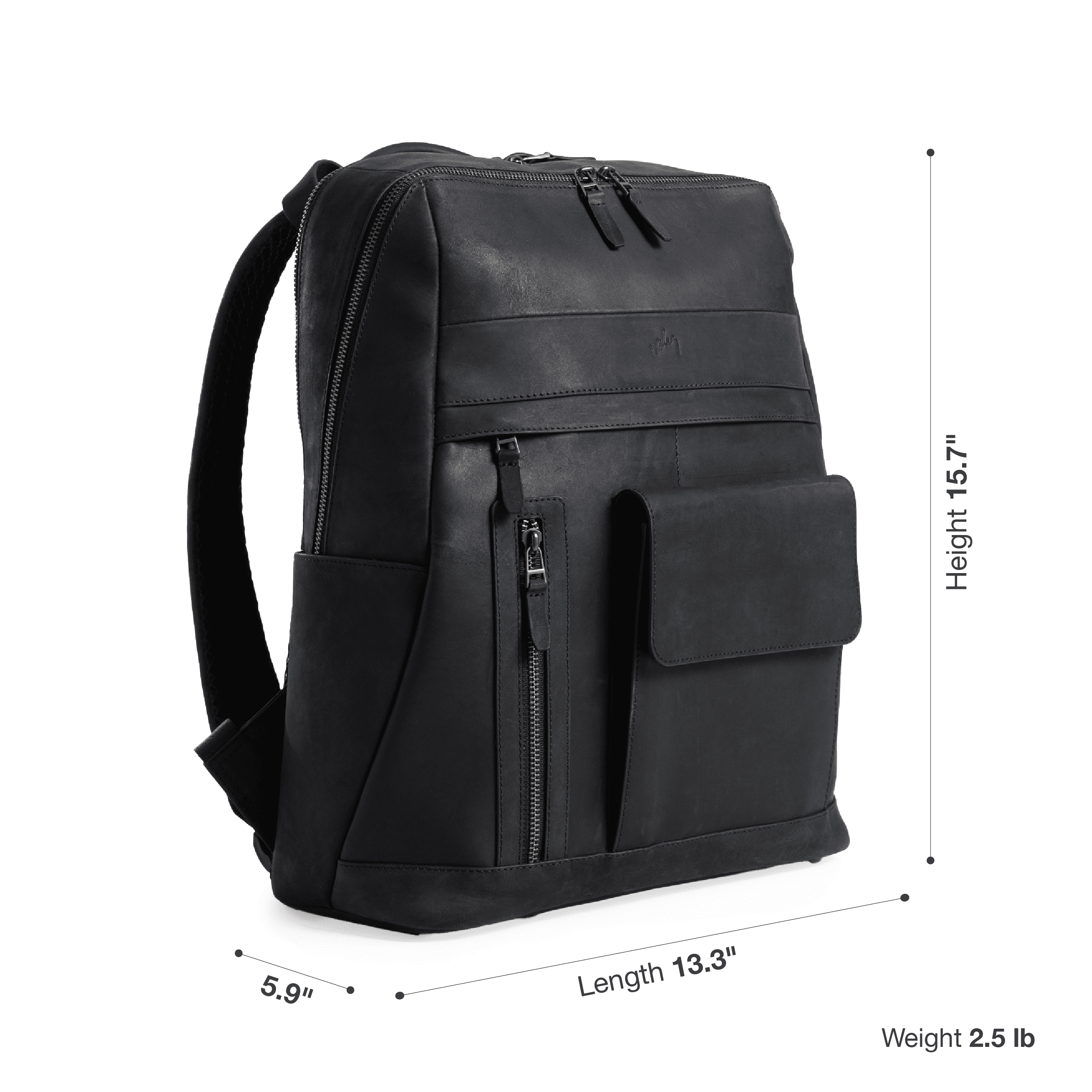 Velez Leather Backpack for Men, Cool Comfort, Black, 1 Piece