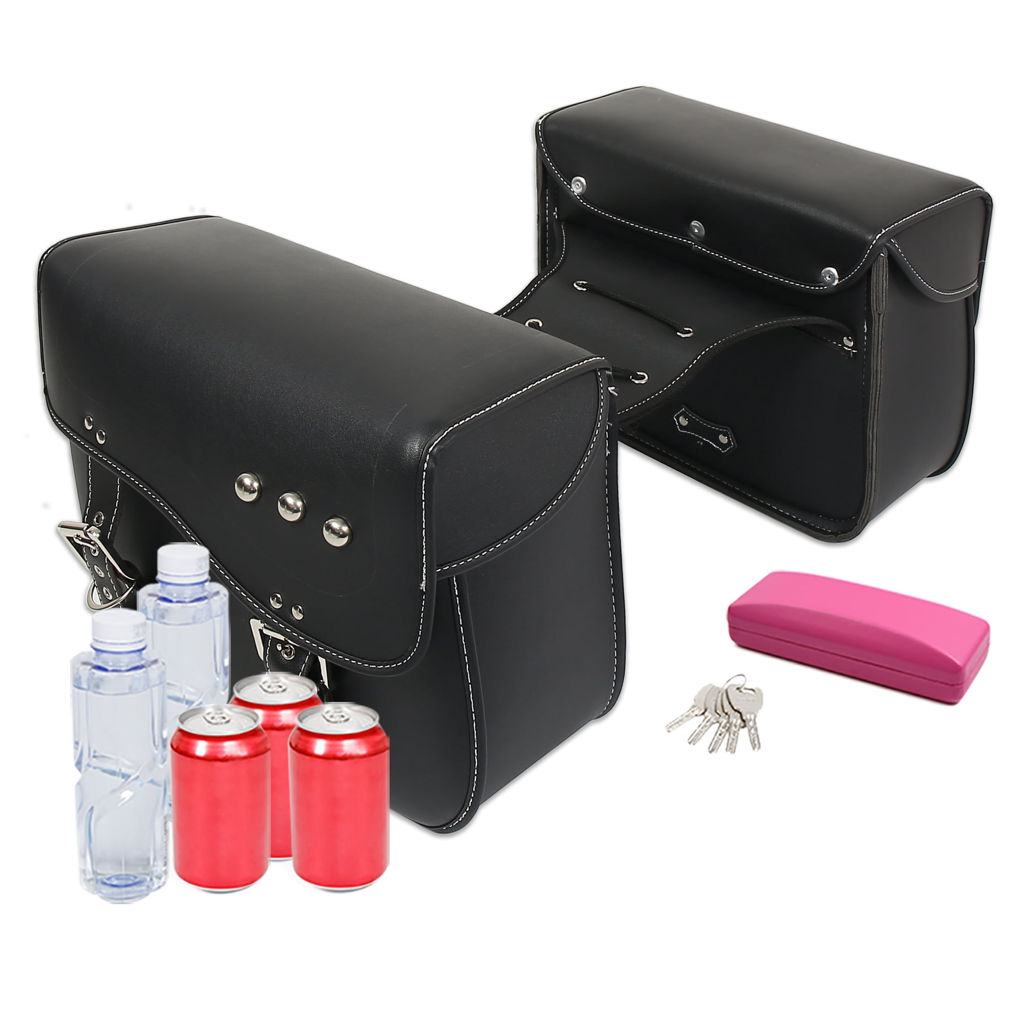 Unique Bargains 1 Pair Motorcycle Saddlebag Side Tool Bags Waterproof Black