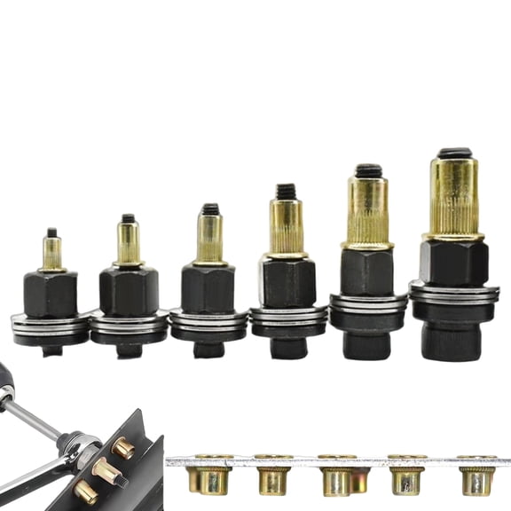 Carbon Steel Rivet Nut Tool Set, Head Rivet Nut Tool Kit, Manual Rivet Nut Tool Kit with M3-M12 Mandrels and Rivet Nuts, For Automotive Metal Pipes Fastening (M3-M10)