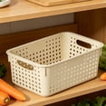 thumbnail image 5 of Plastic Storage Basket Organizer, Fmnung Kitchen Cabinet Storage Bin with Breathable Holes, Stackable Vegetable Fruit Holder for Snacks Sundries, Desktop Home Organization, 9.8 x 3.9 x 6.7 Inch, 5 of 7