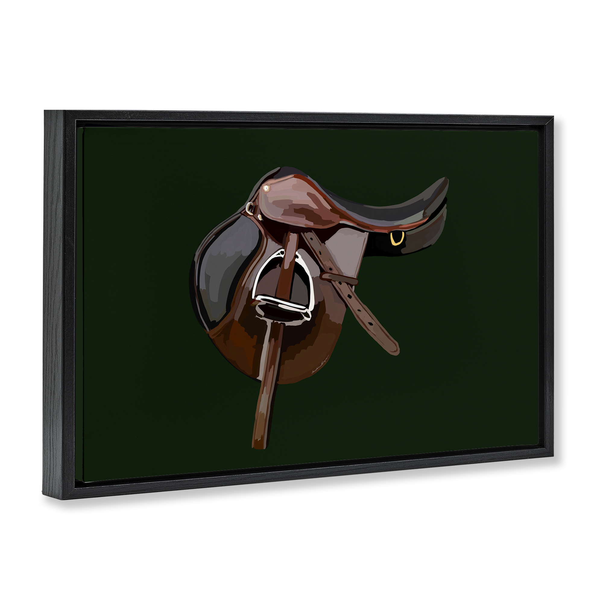 Stupell Industries Western Horse Saddle Abstract Painting Black Floater Framed Canvas Art Print Wall Art, 25 x 17