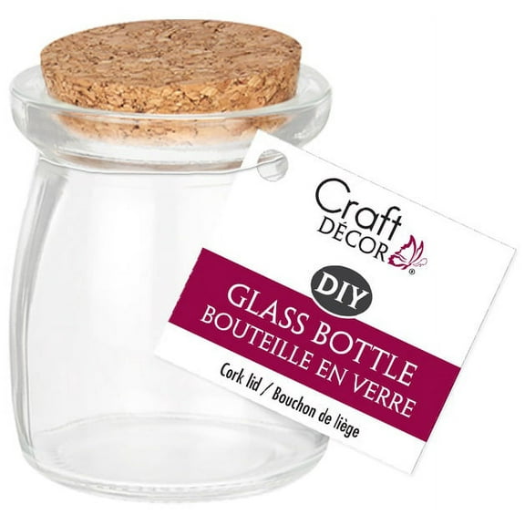 Craft Decor Glass Jar - Cork Lid, 3" H x 2-1/10" W