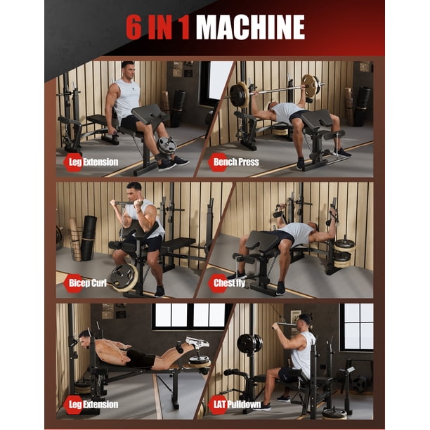 7-in-1 Multifunctional Foldable Weight Bench with Leg Extension