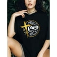 thumbnail image 1 of Camiseta para mujer, camiseta para mujer, camiseta básica, trajes simples de moda, camisetas de manga corta, camisetas de verano para deportesVintage-Inspired Cross Print T-Shirt for Women - Casual, 1 of 8