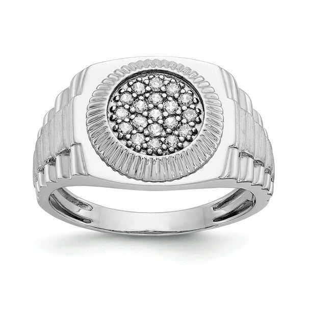 AA Jewels Solid 14k White Gold Lab Grown Diamond Matte Brushed Finish