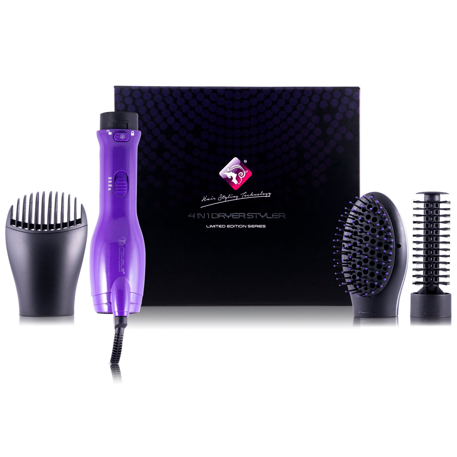 Royale 4-in-1 Interchangeable Blower Brush Set w/ Volumizing 
