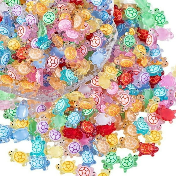 200Pcs Mini Resin Turtles Glow in the Dark, 0.43x0.28inch Tiny Sea Turtle Animals Small Luminous Figures Miniature Plastic Ocean Animal for Fairy Garden Micro Landscaping Dollhouse Home Decor Crafts