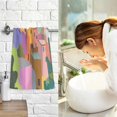 thumbnail image 7 of Yayeee 2 Pack Hand Towels for Bathroom 100% Cotton 16" x 28" Soft Absorbent Kitchen Towel, Purple Cityscape Painting, 7 of 7