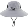 thumbnail image 4 of Muryobao Unisex Adult Womens Mens Female Male Sun Hat Summer UV UPF 50+ Protection Boonie Hats Wide Brim Mesh Bucket Cap for Fishing Hiking Garden Beach Light Grey, 4 of 7