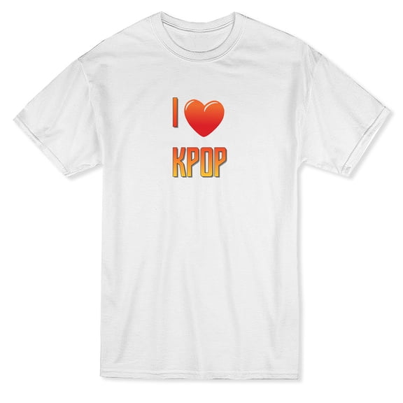 I Love Kpop Gradient Design Men White T-Shirt, Male Small