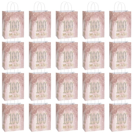 100th Party Favor Bags 20 Pcs Retro Style Candy Goodies Cardboard Bags for Birthday & Retirement Party Decorations