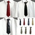 thumbnail image 2 of Punk Faux Leather Solid Color Necktie for Women Preppy Student Pre Tied Adjustable Ties for Uniform School Shirt Necktie, 2 of 8