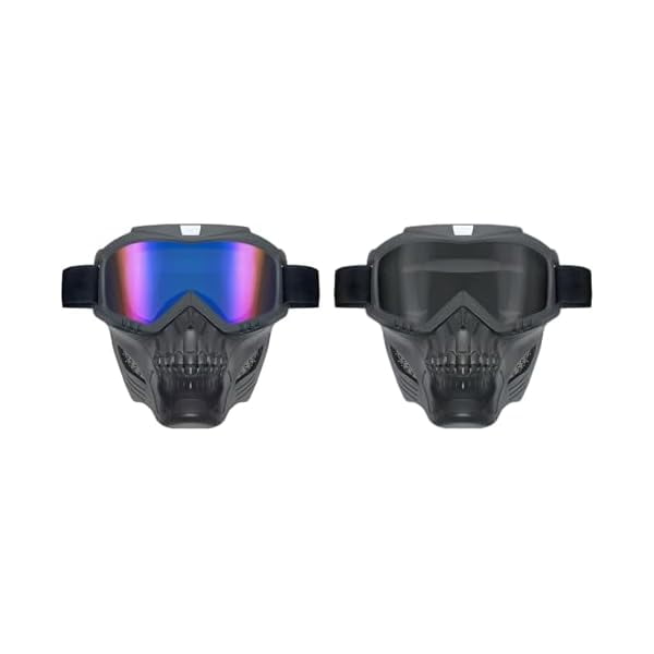 wonima02 One-piece Mask Windscreen Riding Motorcycle Eyewear Off-Road Motorcycle Goggles Windshield Black Skull Model-2 pcs