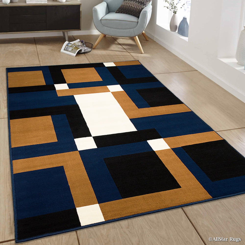 Allstar Blue Area Rug. Contemporary. Abstract. Traditional. Geometric. Formal. Shapes. Squares