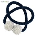 thumbnail image 2 of BadPiggies 2Pcs Magnetic Curtain Tiebacks Tie Holdback Elegant Pearl Ball Window Decor Handmade Buckles (Navy), 2 of 7