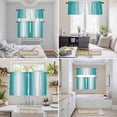 thumbnail image 6 of Teal Ombre Kitchen Curtains Sets for Windows 36 Inch Length, Turquoise White Gradient Modern Abstract Art Rod Pocket Window Treatments Tier Curtains and Valances Set for Bedroom/Bathroom, 6 of 8