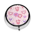thumbnail image 1 of ZICANCN Round Pill Box Organizer with 3 Compartment, Pink Candy Love Heart Portable Travel Pill Cases for Pocket or Purse, 1 of 6