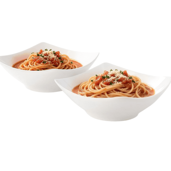 Rirvix White Wavy‑Edge Square Plastic Bowls, Irregular Shaped Deep Serving Bowls for Salad Soup Pasta