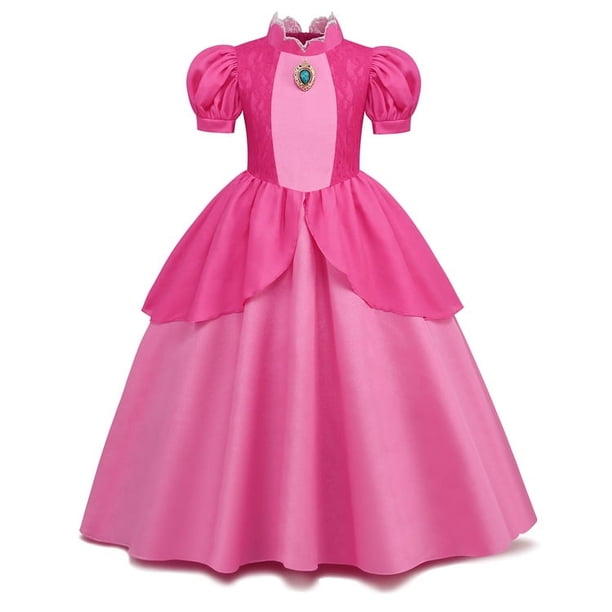 Vestido de niña con costura de encaje y mangas abullonadas, vestido de princesa para cosplay
