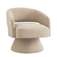 thumbnail image 5 of Hassch Upholstered 360° Swivel Accent Chair in Taupe Velvet, Modern Barrel Chair with Wood Base, Comfortable Armchair for Bedroom, Living Room, Home Office, 5 of 7