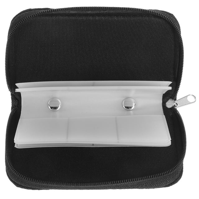 KAKOWELY Memory holder case 22-Slots SD SDHC MMC CF Micro SD Memory Holder Pouch Case Zippered Storage Bag Protector (Black)4.33"X2.56"X0.63"