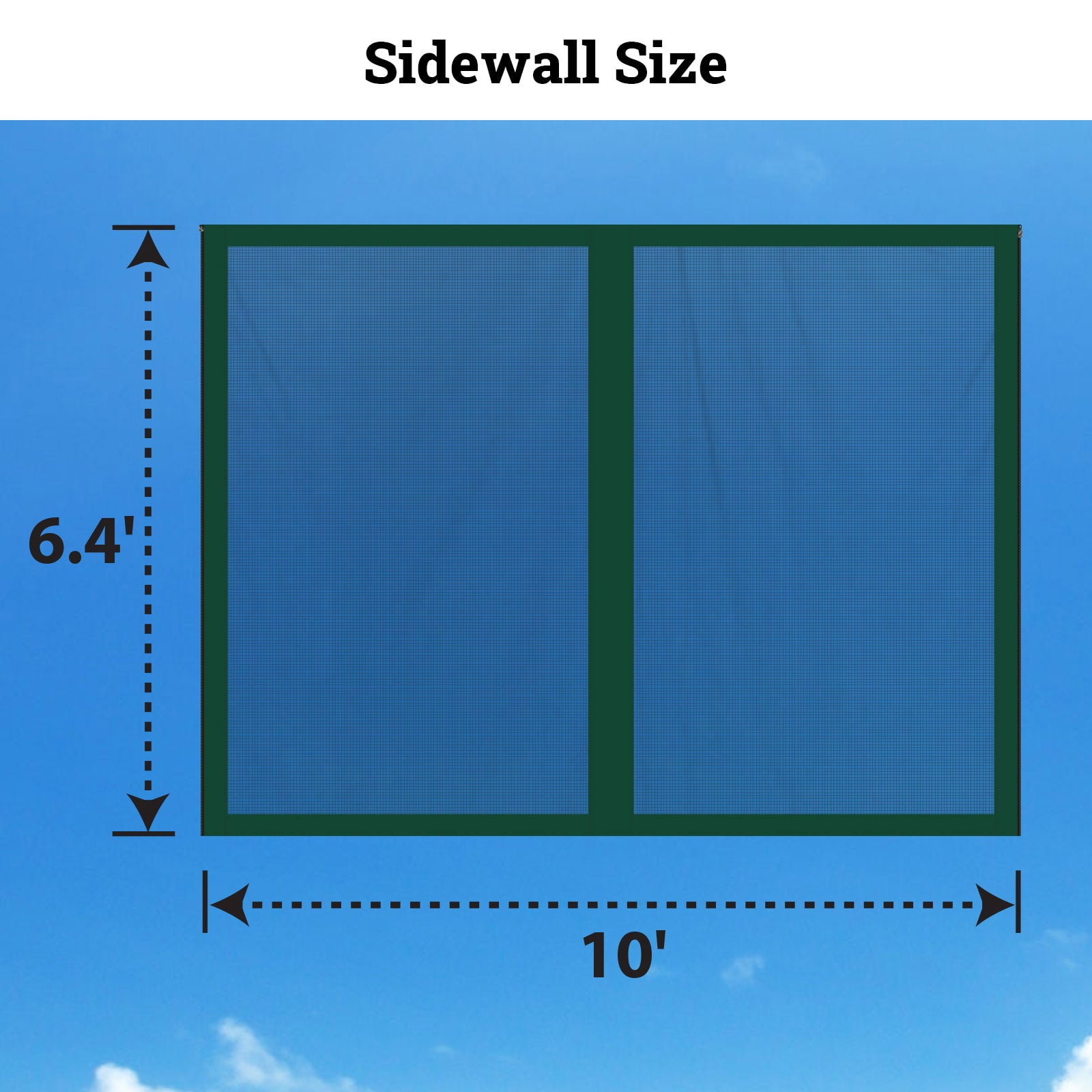 SUNRISEUMBRELLA Replacement Mosquito Netting for 10' x 10' Gazebo, Zippered Mesh Sidewalls Only, Pack of 4 (10' L X 6.4' W for 10' x 10' Gazebo, Green)