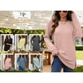 thumbnail image 4 of Mengpipi Women’s Tops Fall Spring Long Sleeve Crew Neck Textured Knit Side Slit Comfortable Casual Pullover Shirts S-2XL, 4 of 7