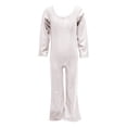 thumbnail image 4 of ZHOGXU Kids Girls Romper Long Sleeve Round Neck Solid Color Glitter Stretchy Comfortable Jumpsuit Bodysuit For Stage Performance,Silver,15-16 Years, 4 of 4