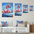 thumbnail image 4 of Designart "Pink Flamingo Wearing Sunglasses In Sportscar" Animals Flamingo Wall Art Print, 4 of 5